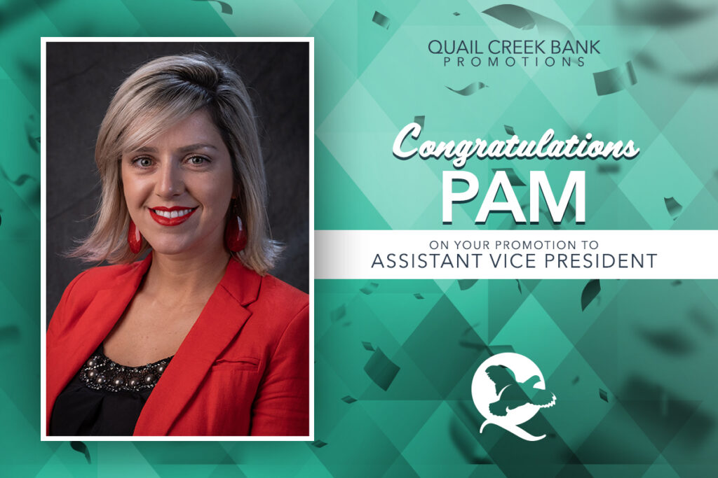 Congratulations, Pam - Quail Creek Bank