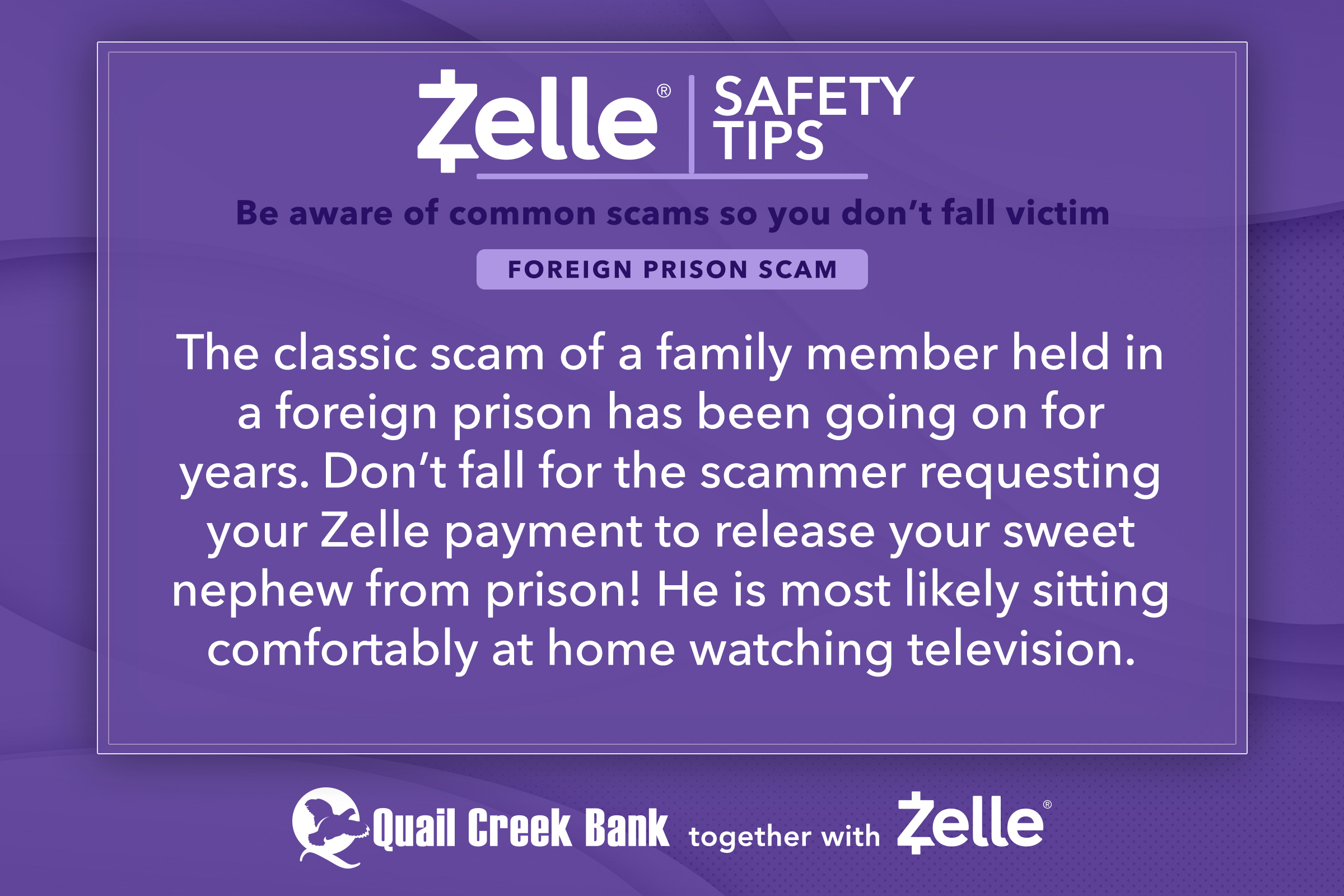 Zelle Tips - Foreign Prison Scam