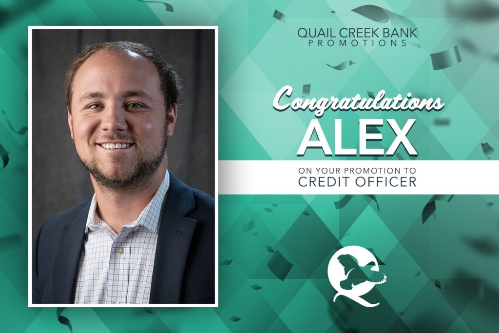 Congrats, Alex - Quail Creek Bank