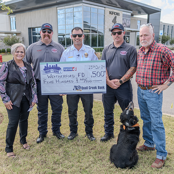 Weatherford Fire Department receiving KFOR's Proud To Serve award