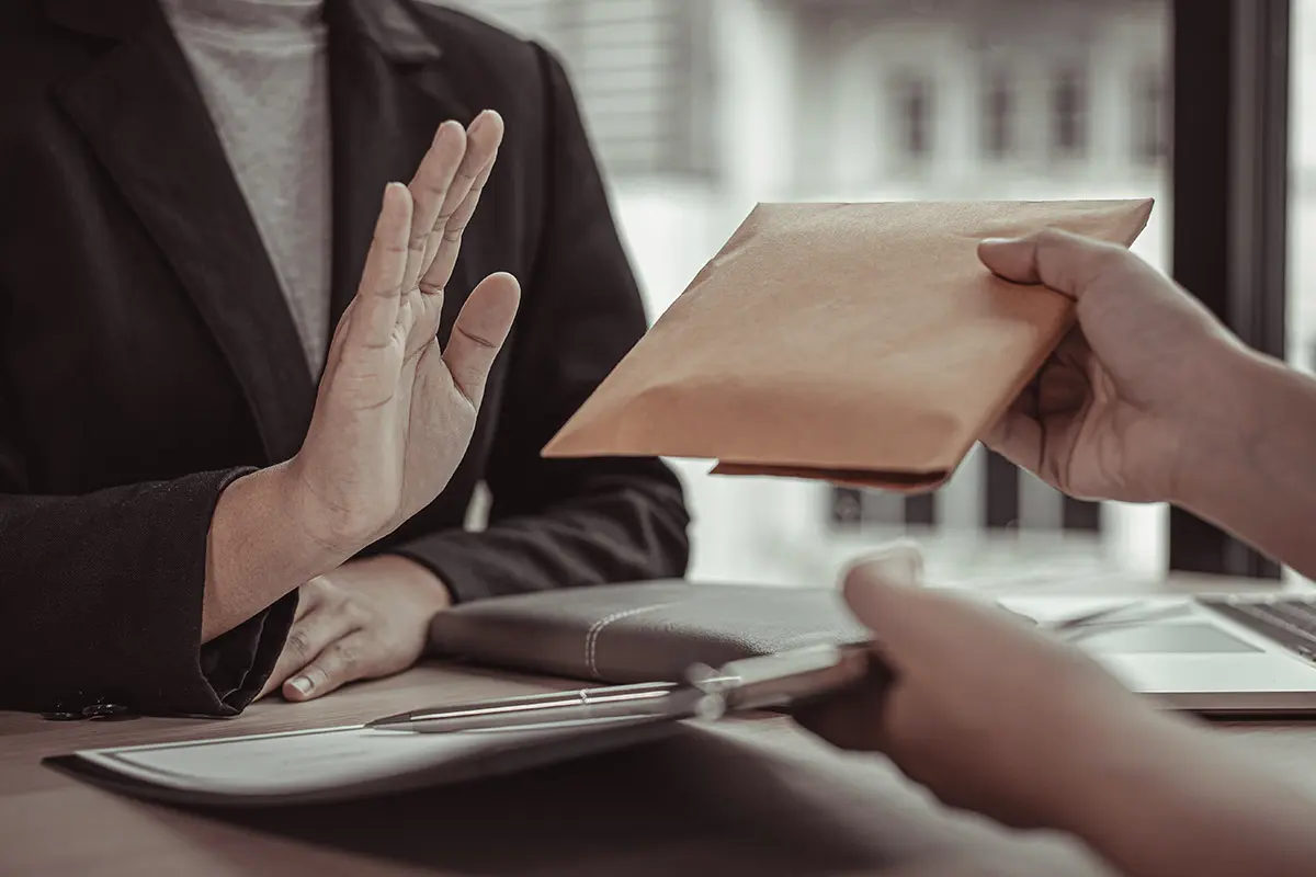 Turning down a potential bribe in an envelope