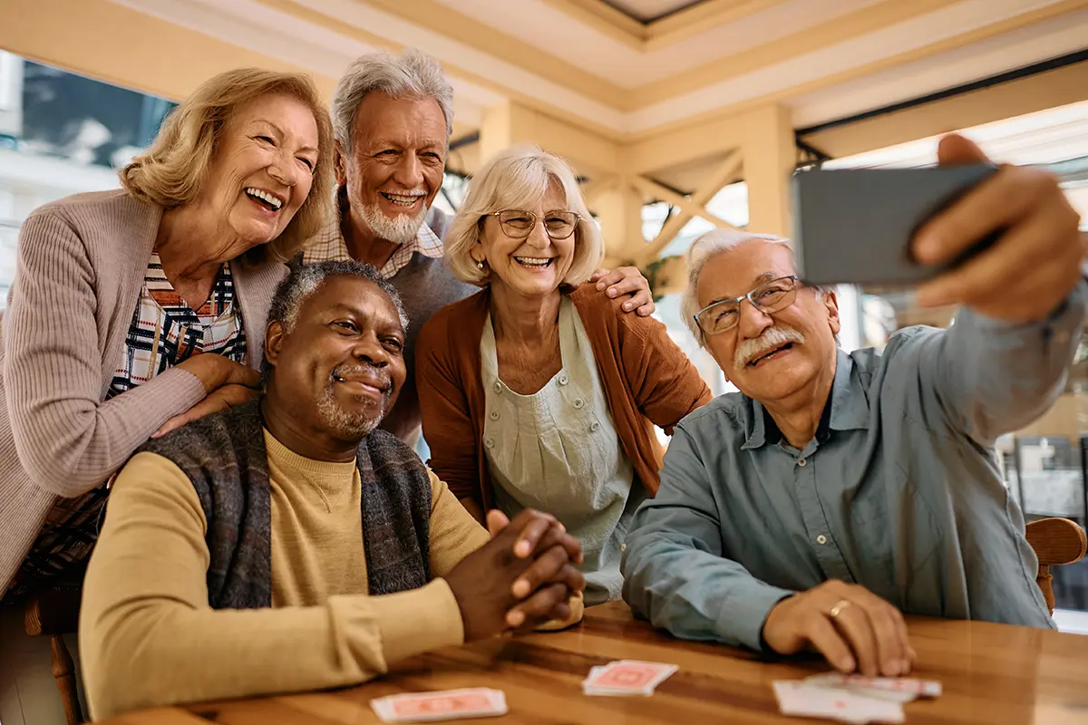 Senior friends taking a selfie