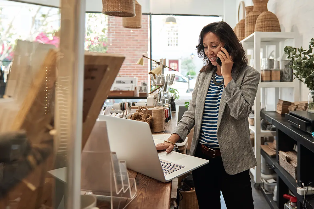 Small business owner on the phone