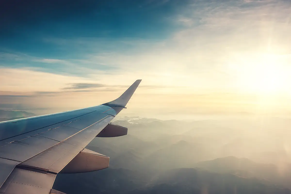 View from a commercial airline window while in flight