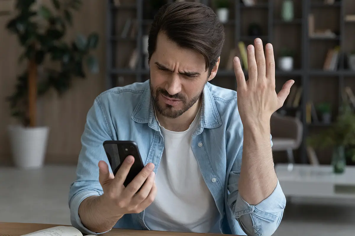 Concerned person using cell phone