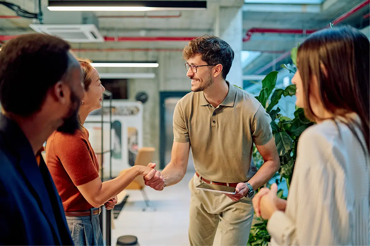 New employee being welcomed to the team
