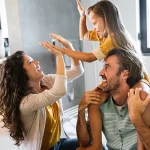 Young family having fun