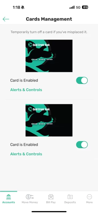 Quail Creek Bank mobile app screenshot